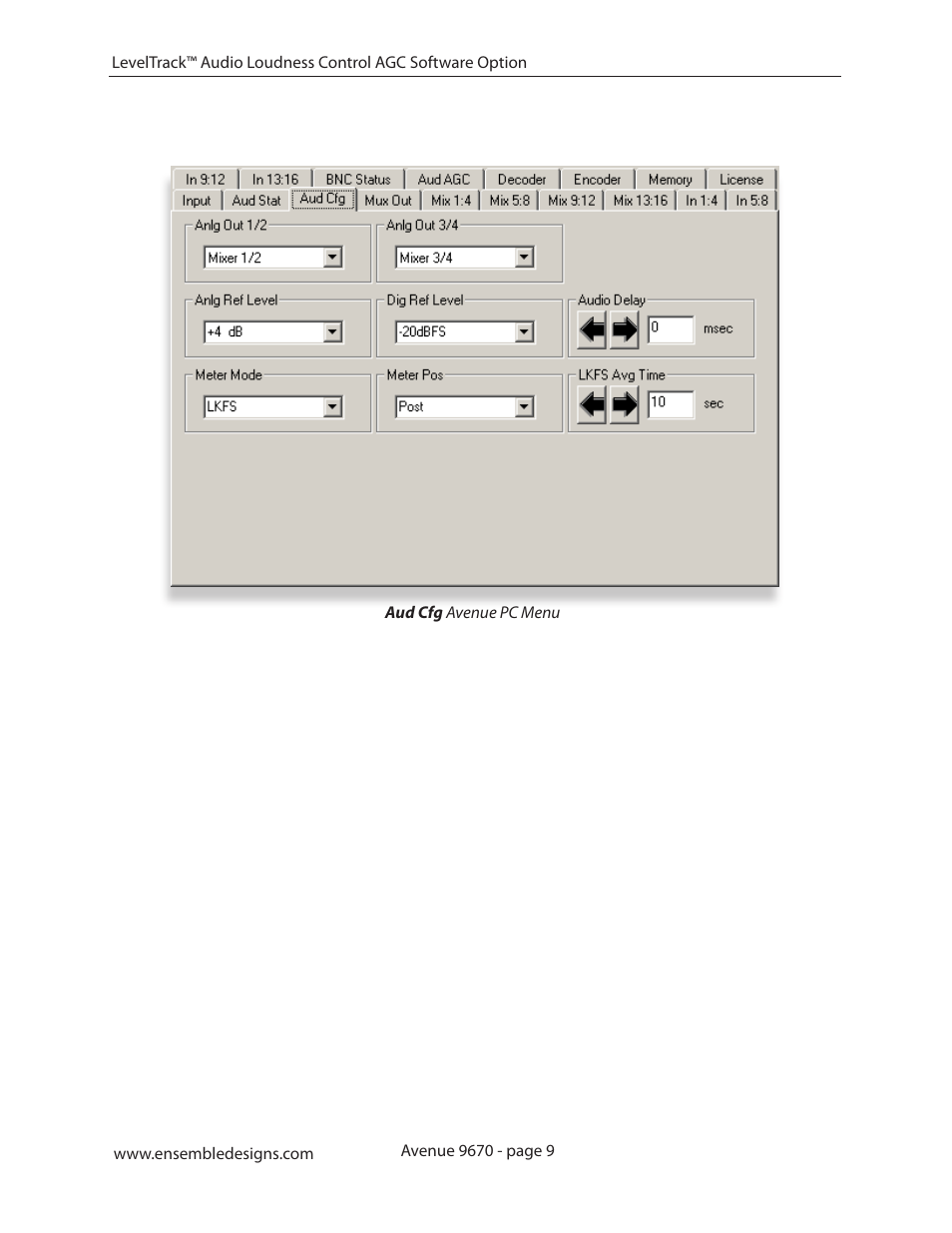 Ensemble Designs 9670 Audio Automatic Gain and Loudness Control and 9690 Audio Compliance and Monitoring Software User Manual | Page 9 / 32