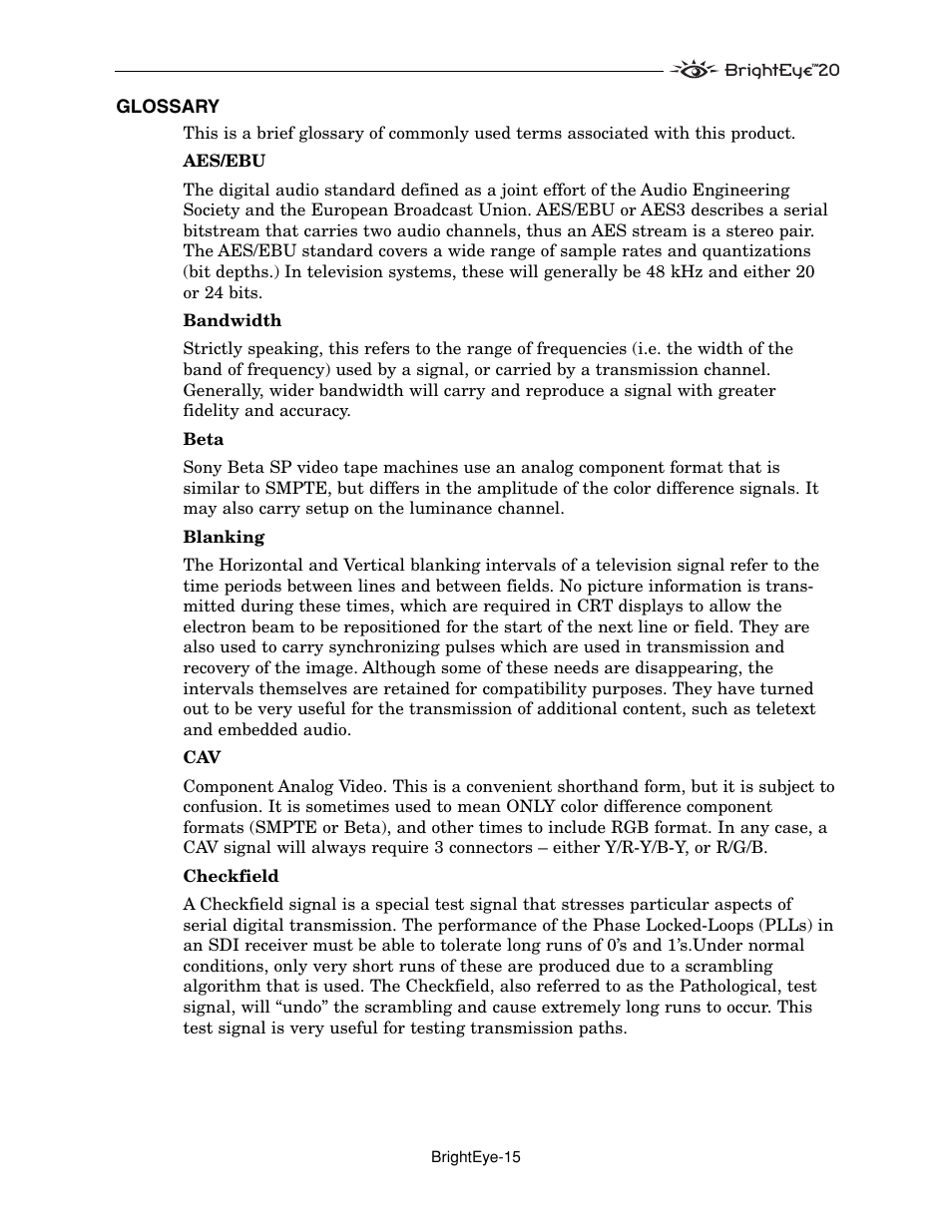 Ensemble Designs BrightEye 20 Analog and Digital Audio Embedder or Disembedder User Manual | Page 15 / 21