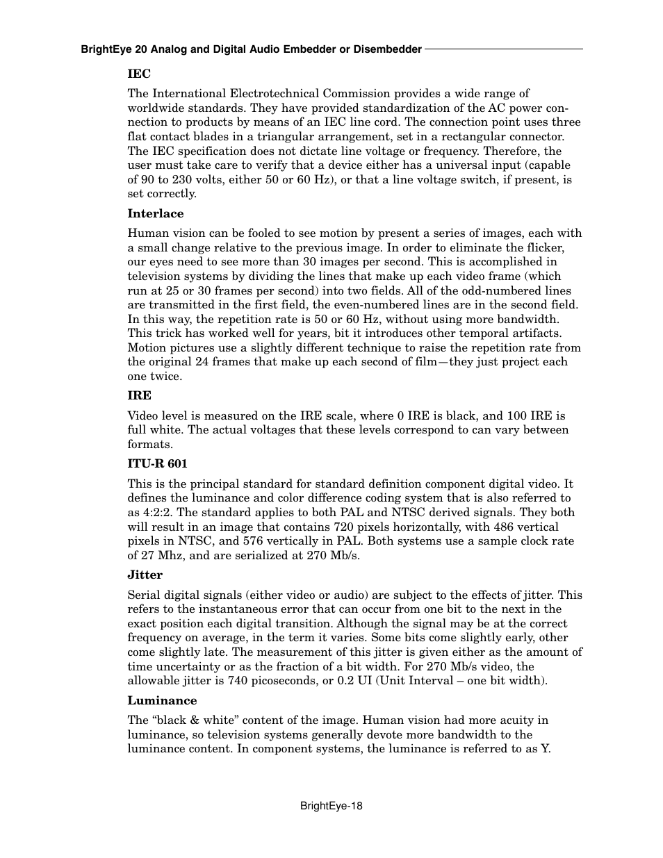 Ensemble Designs BrightEye 20 Analog and Digital Audio Embedder or Disembedder User Manual | Page 18 / 21