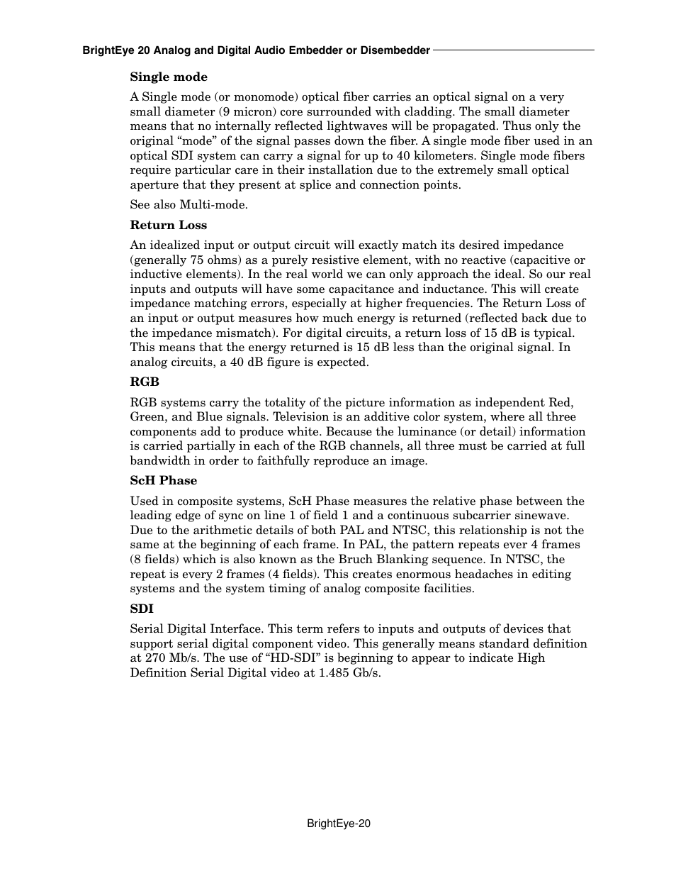 Ensemble Designs BrightEye 20 Analog and Digital Audio Embedder or Disembedder User Manual | Page 20 / 21