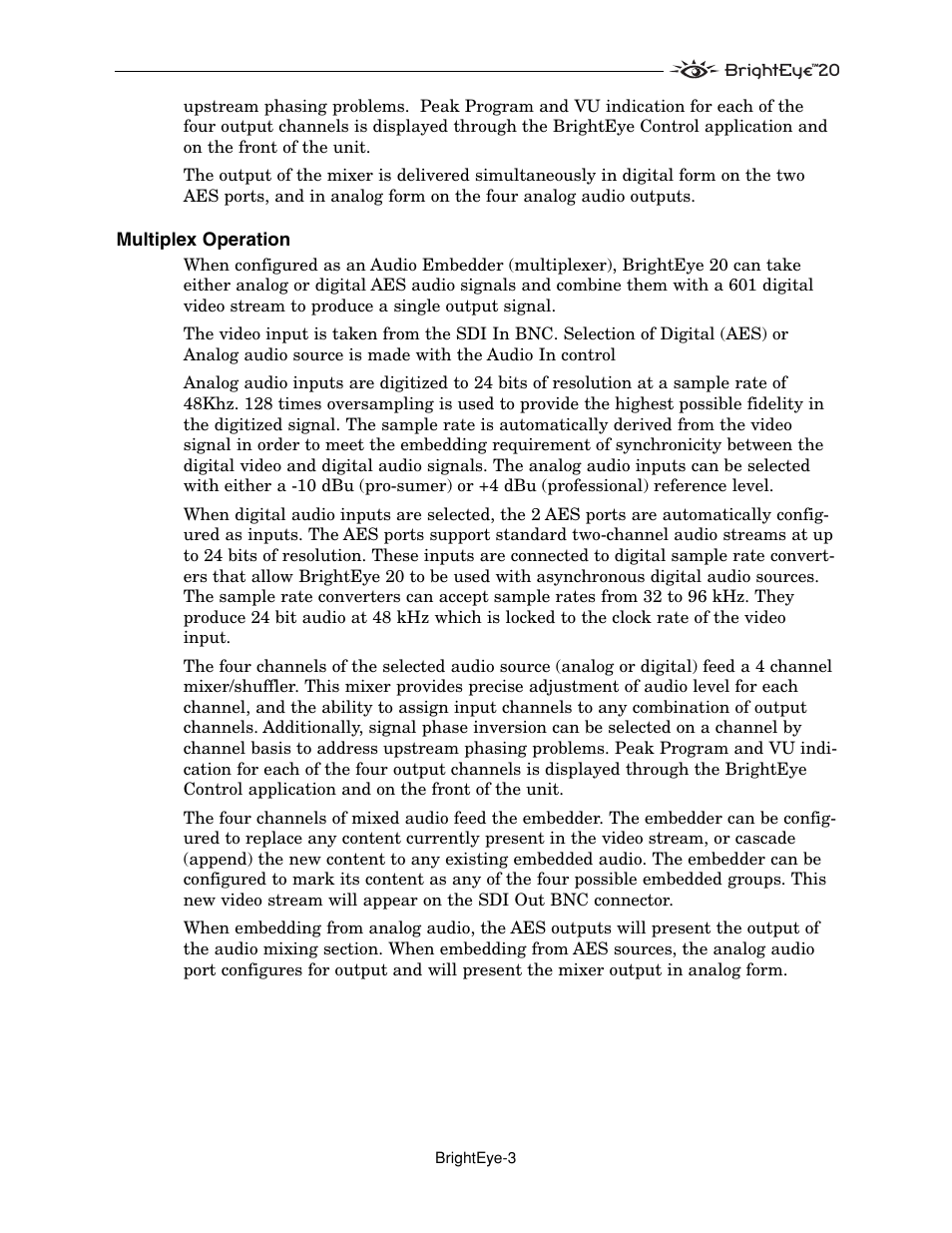 Ensemble Designs BrightEye 20 Analog and Digital Audio Embedder or Disembedder User Manual | Page 3 / 21