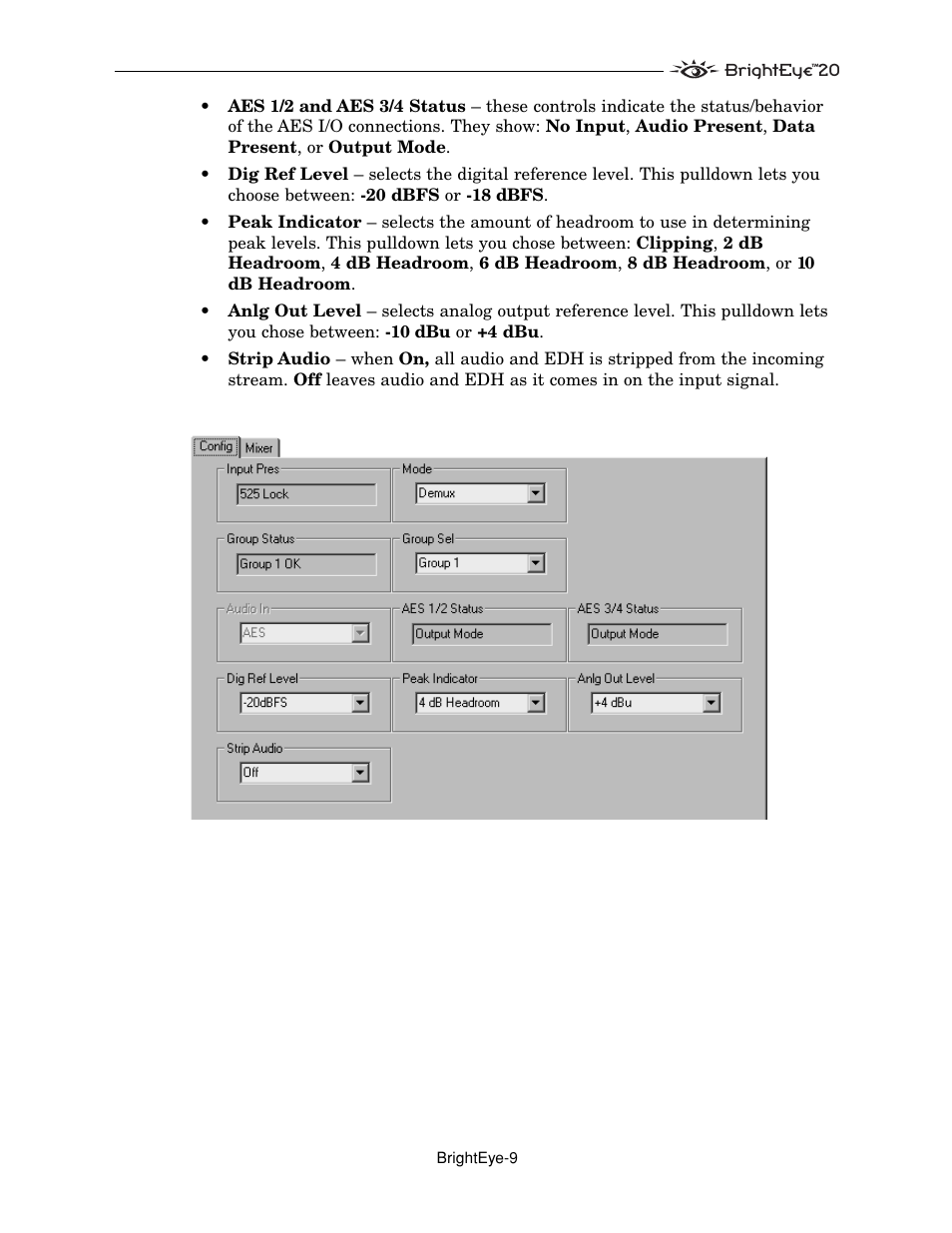Ensemble Designs BrightEye 20 Analog and Digital Audio Embedder or Disembedder User Manual | Page 9 / 21