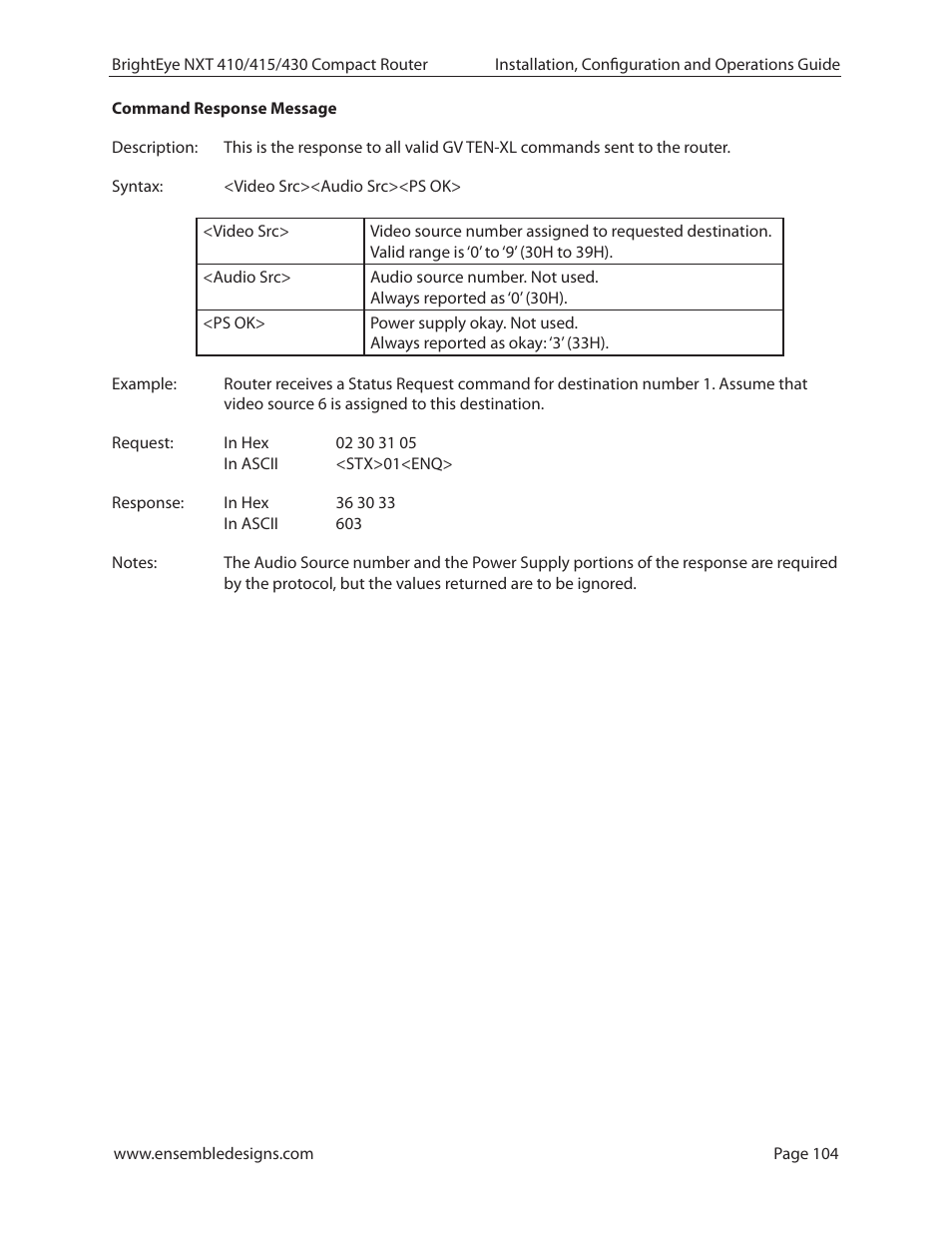 Ensemble Designs BrightEye NXT 410 Clean HDMI Router User Manual | Page 104 / 132