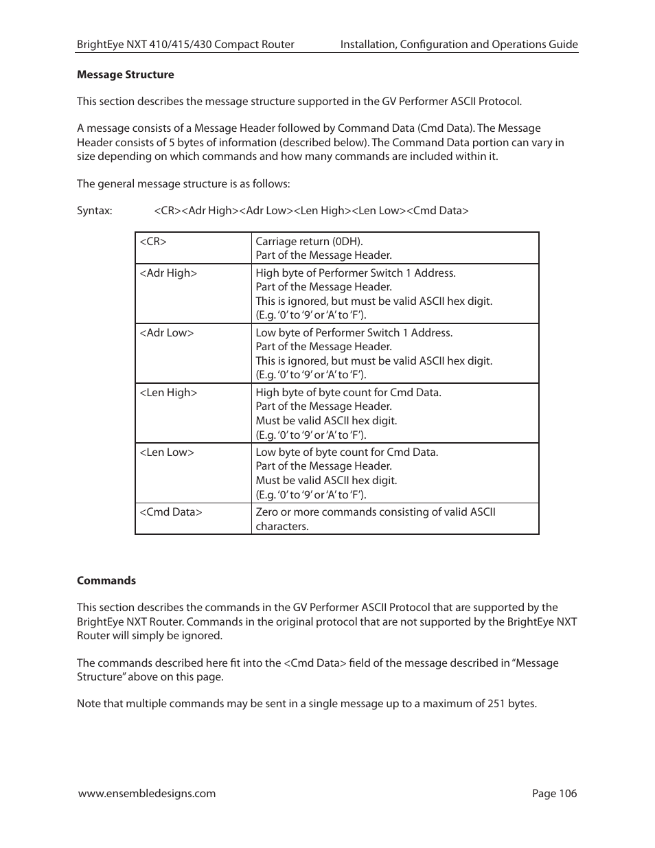 Ensemble Designs BrightEye NXT 410 Clean HDMI Router User Manual | Page 106 / 132