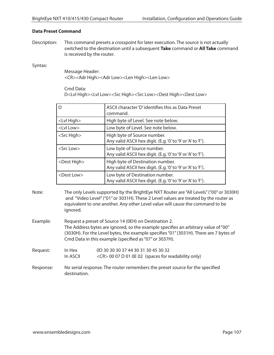 Ensemble Designs BrightEye NXT 410 Clean HDMI Router User Manual | Page 107 / 132
