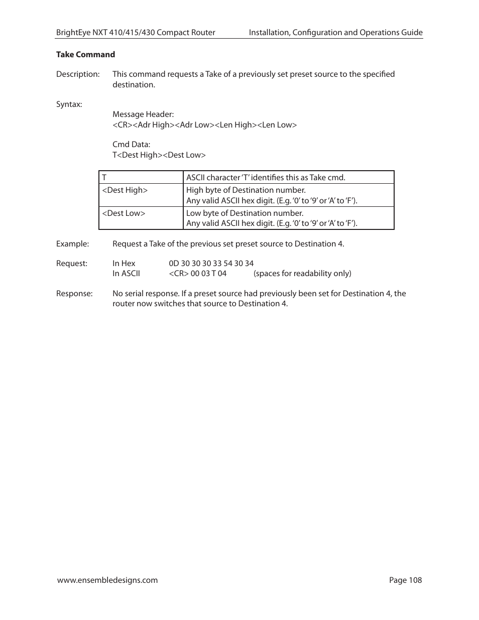 Ensemble Designs BrightEye NXT 410 Clean HDMI Router User Manual | Page 108 / 132