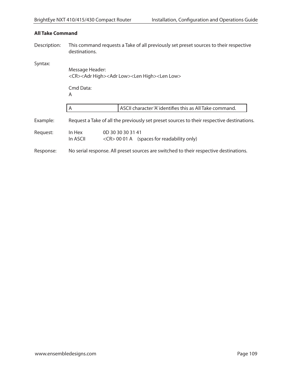 Ensemble Designs BrightEye NXT 410 Clean HDMI Router User Manual | Page 109 / 132