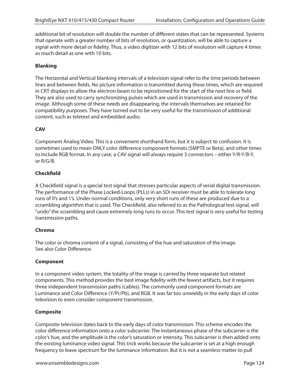 Ensemble Designs BrightEye NXT 410 Clean HDMI Router User Manual | Page 124 / 132