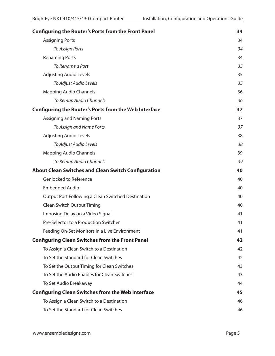 Ensemble Designs BrightEye NXT 410 Clean HDMI Router User Manual | Page 5 / 132