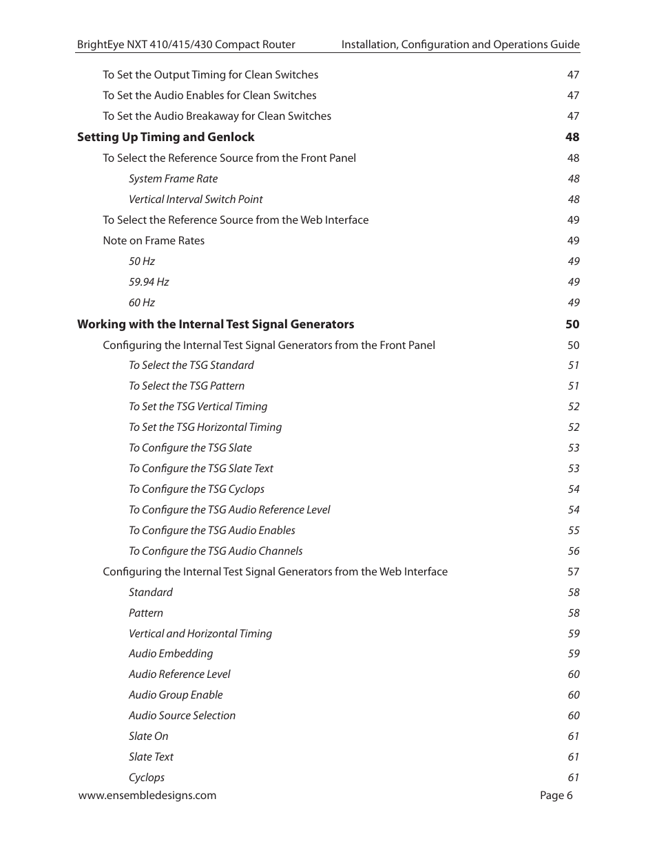 Ensemble Designs BrightEye NXT 410 Clean HDMI Router User Manual | Page 6 / 132