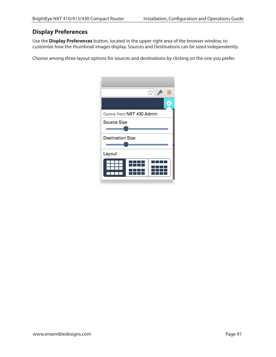 Display preferences | Ensemble Designs BrightEye NXT 410 Clean HDMI Router User Manual | Page 91 / 132