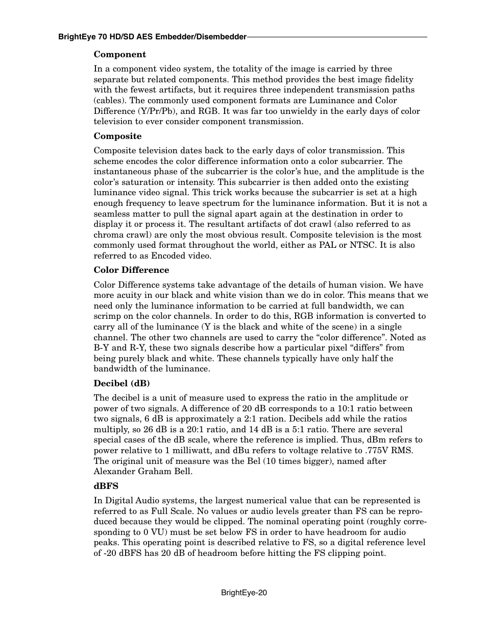 Ensemble Designs BrightEye 70 HD/SD AES Embedder/Disembedder User Manual | Page 20 / 26