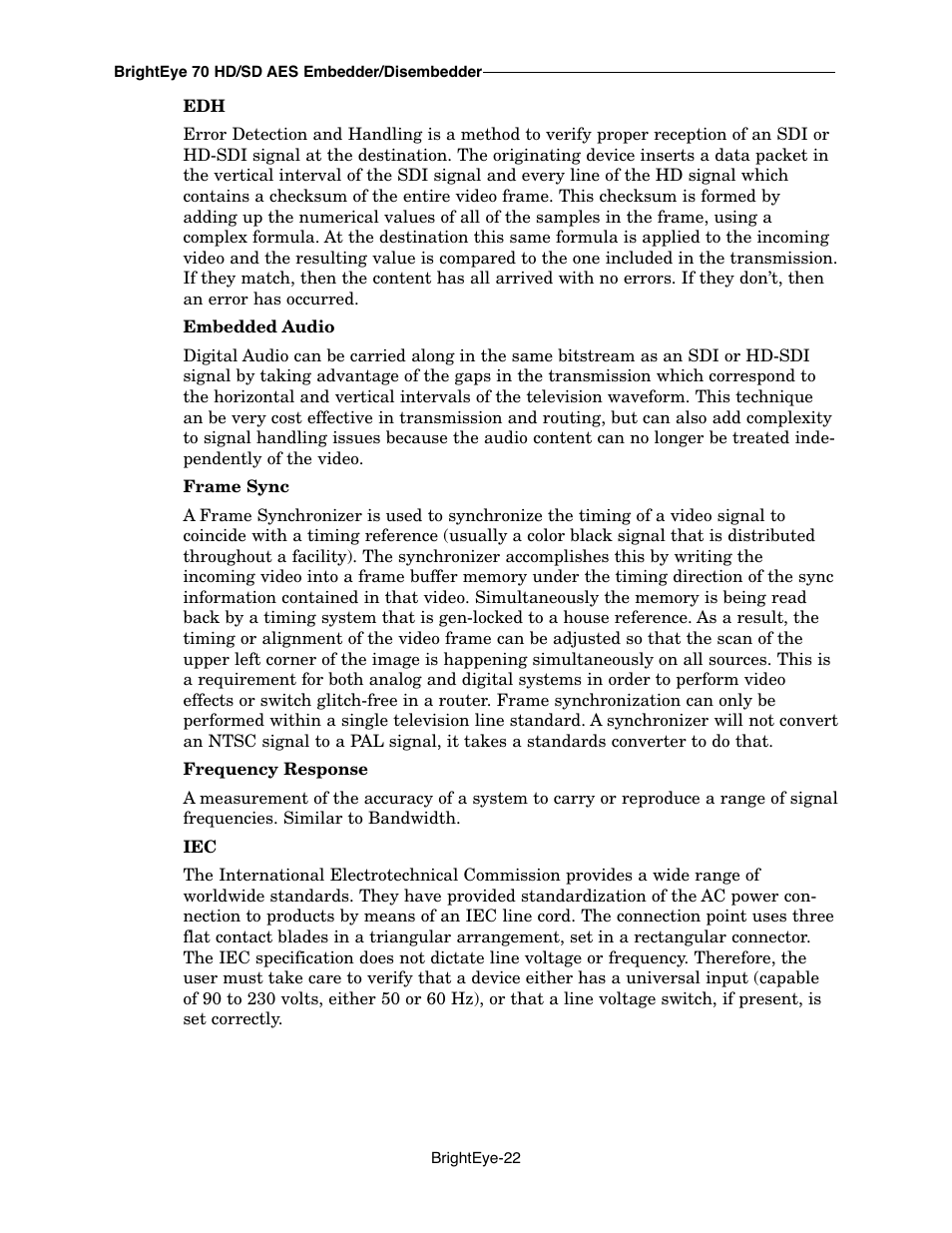 Ensemble Designs BrightEye 70 HD/SD AES Embedder/Disembedder User Manual | Page 22 / 26