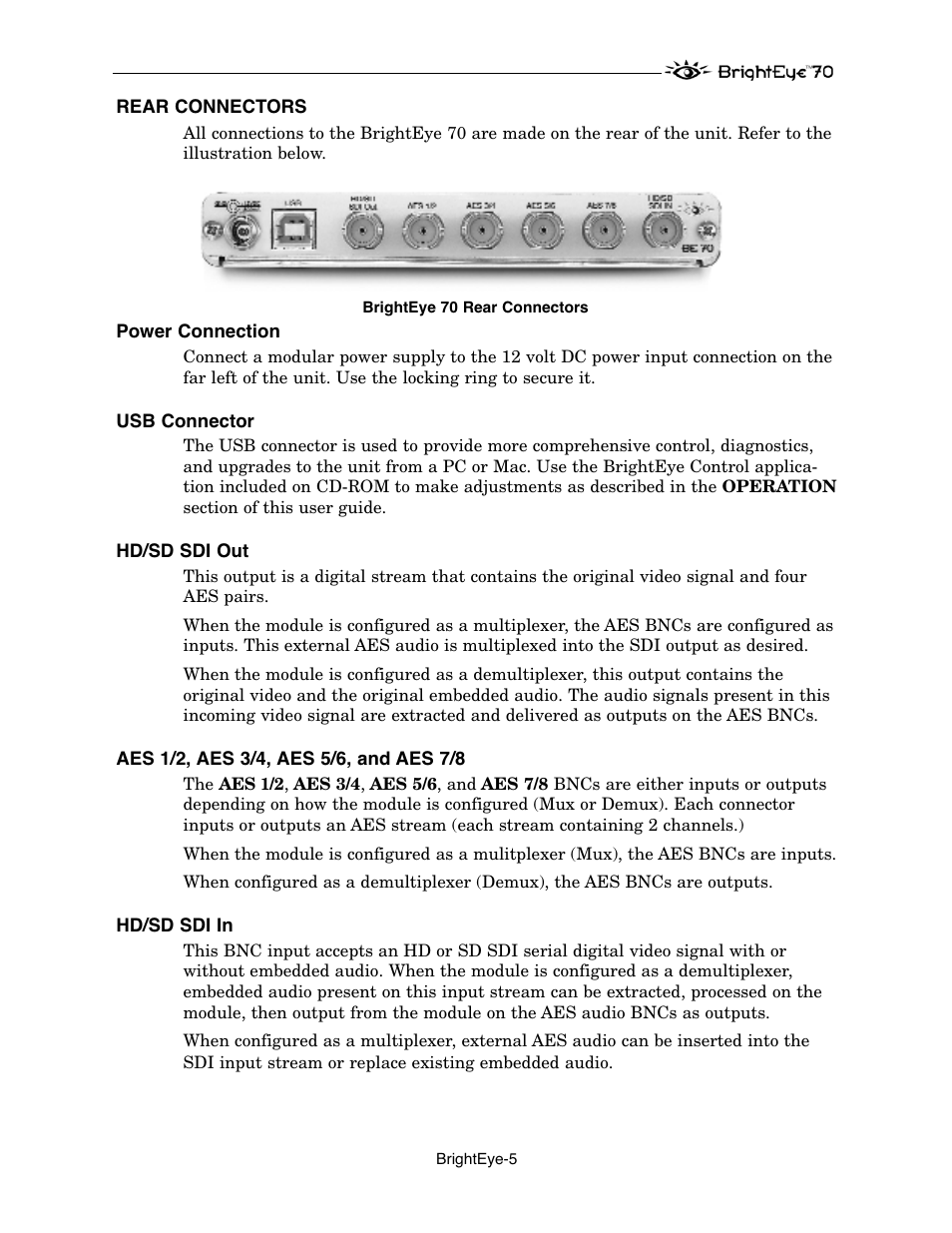 Ensemble Designs BrightEye 70 HD/SD AES Embedder/Disembedder User Manual | Page 5 / 26