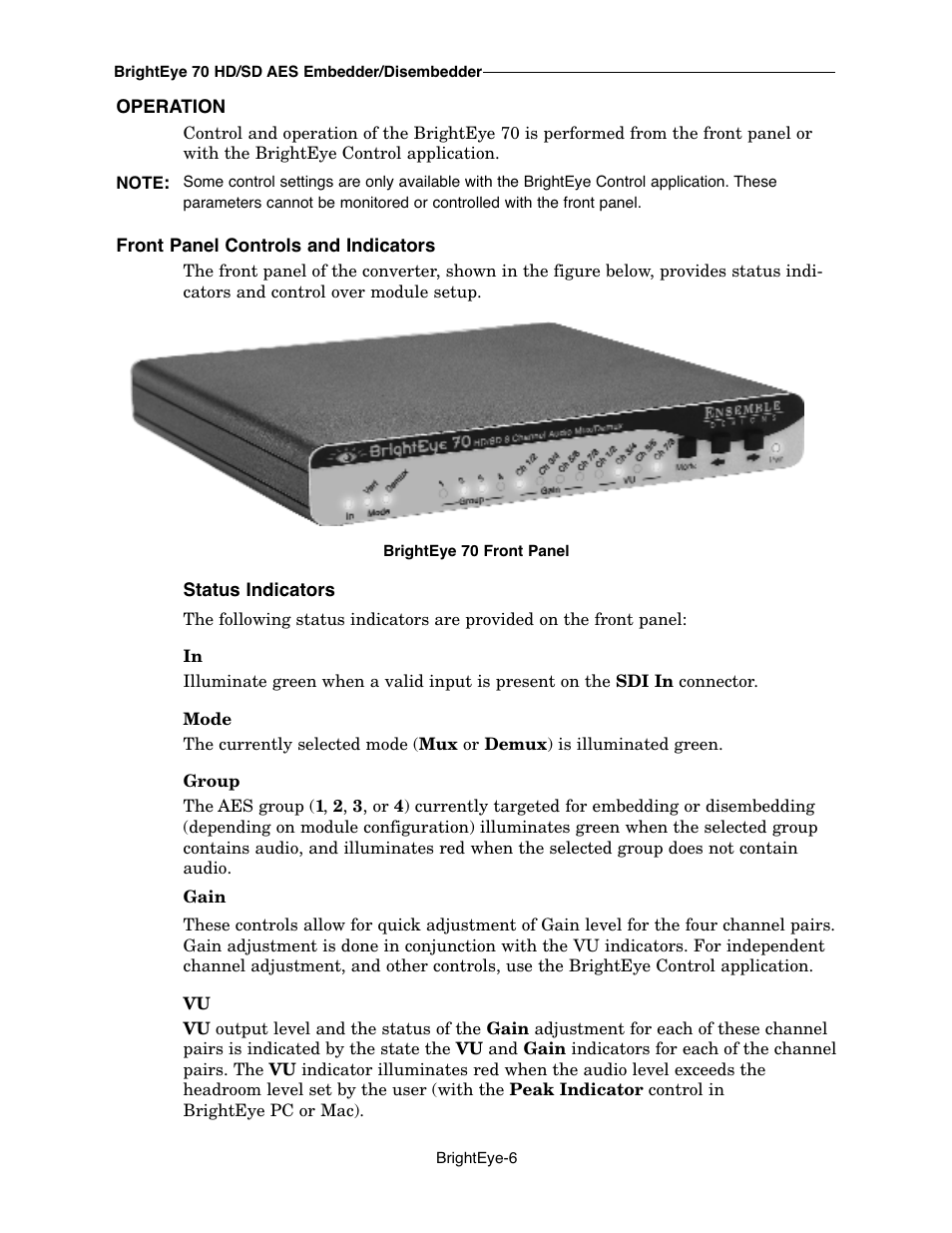 Ensemble Designs BrightEye 70 HD/SD AES Embedder/Disembedder User Manual | Page 6 / 26