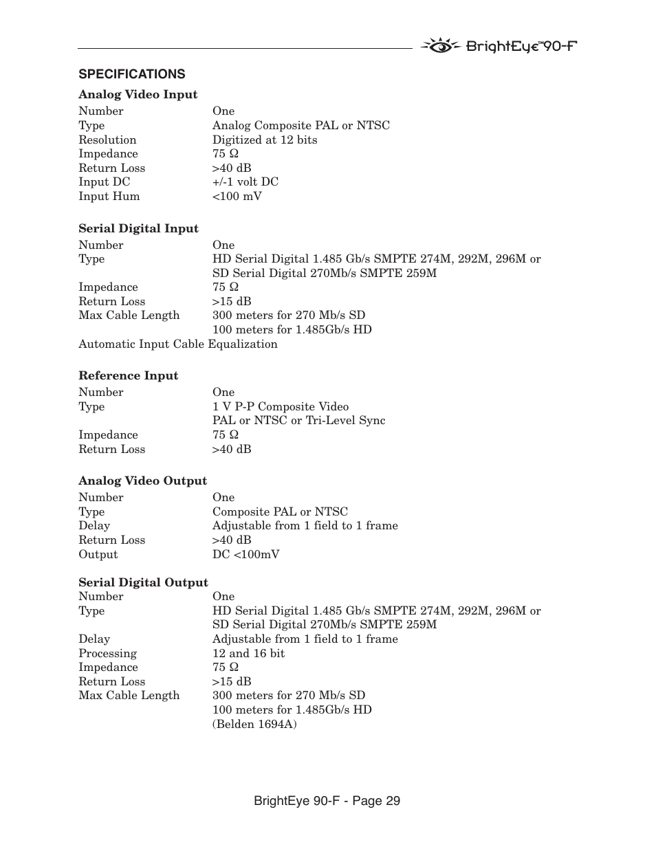 Ensemble Designs BrightEye 90-F HD Up/Down Cross Converter and ARC with AES Audio and Optical Output User Manual | Page 29 / 41