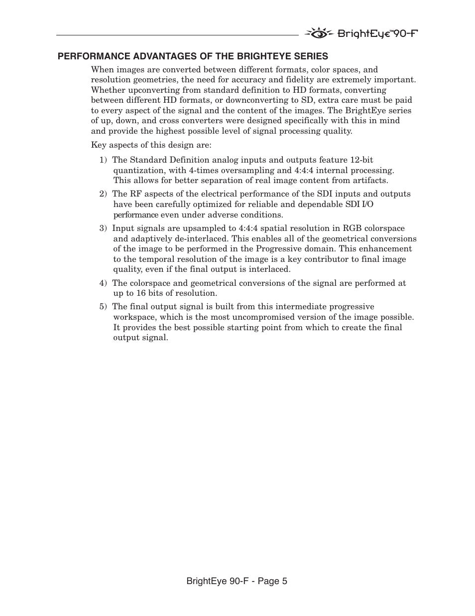 Brighteye 90-f | Ensemble Designs BrightEye 90-F HD Up/Down Cross Converter and ARC with AES Audio and Optical Output User Manual | Page 5 / 41