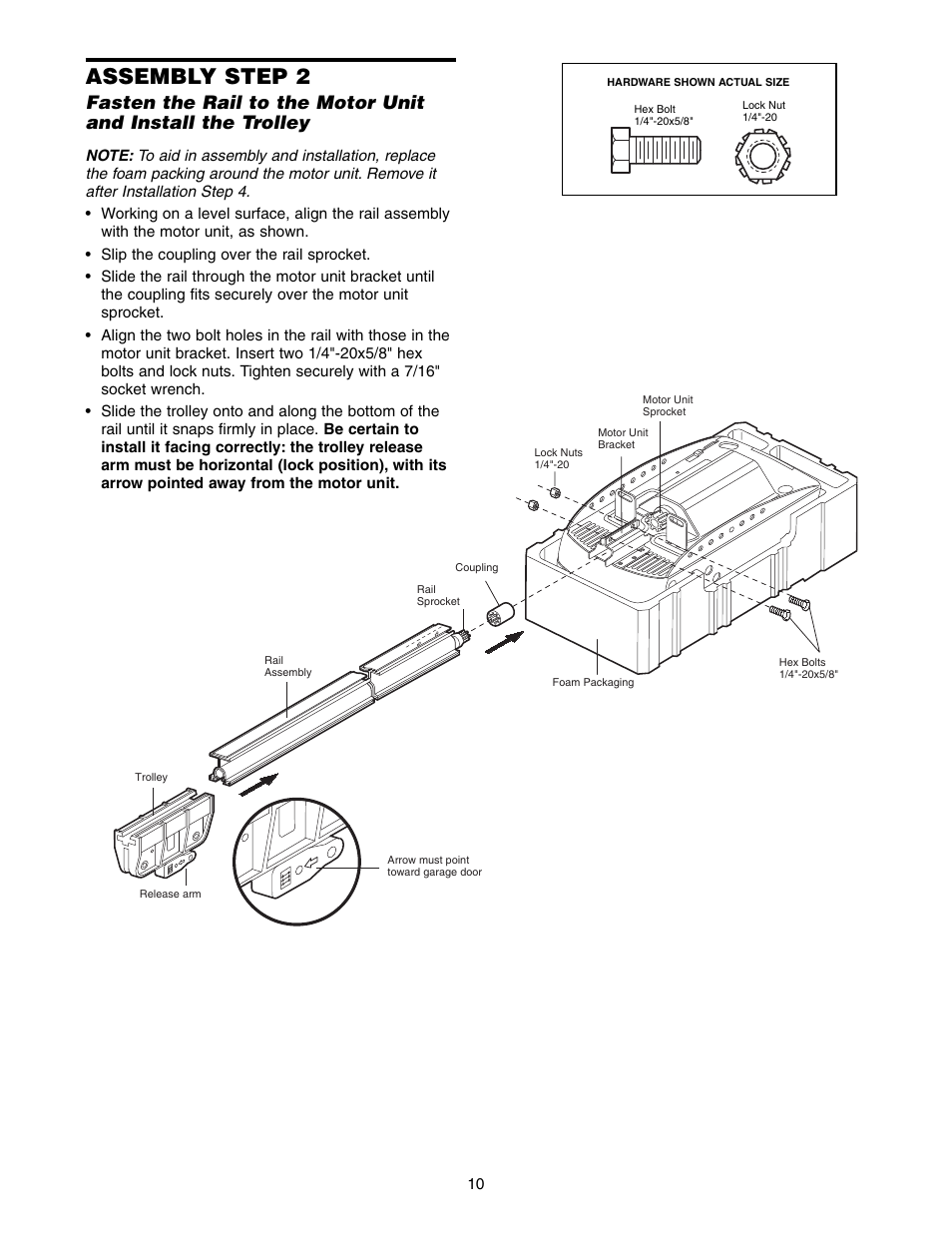 Assembly step 2 | Chamberlain 9950D User Manual | Page 10 / 40