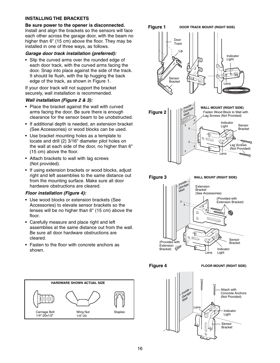 Installing the brackets | Chamberlain 9950D User Manual | Page 16 / 40