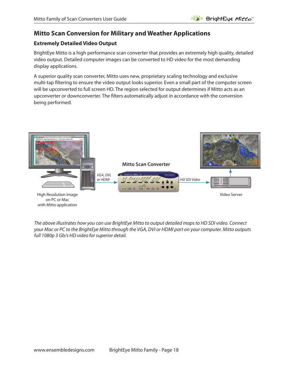 Extremely detailed video output | Ensemble Designs BrightEye Mitto Scan Converters User Manual | Page 18 / 73