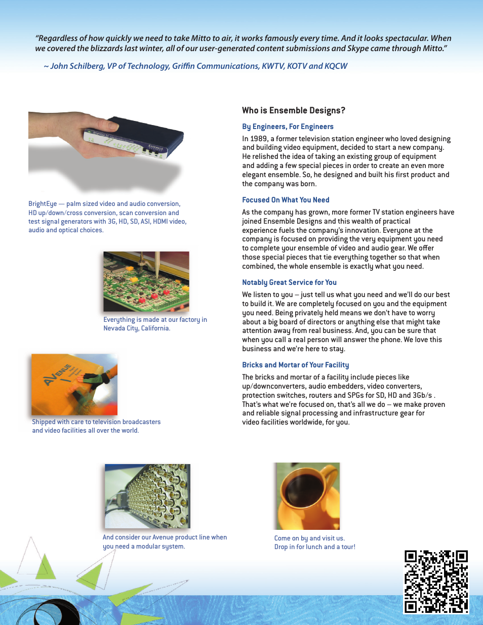 Who is ensemble designs | Ensemble Designs BrightEye Mitto Scan Converters User Manual | Page 2 / 73