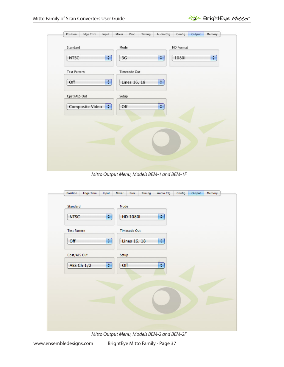 Ensemble Designs BrightEye Mitto Scan Converters User Manual | Page 37 / 73