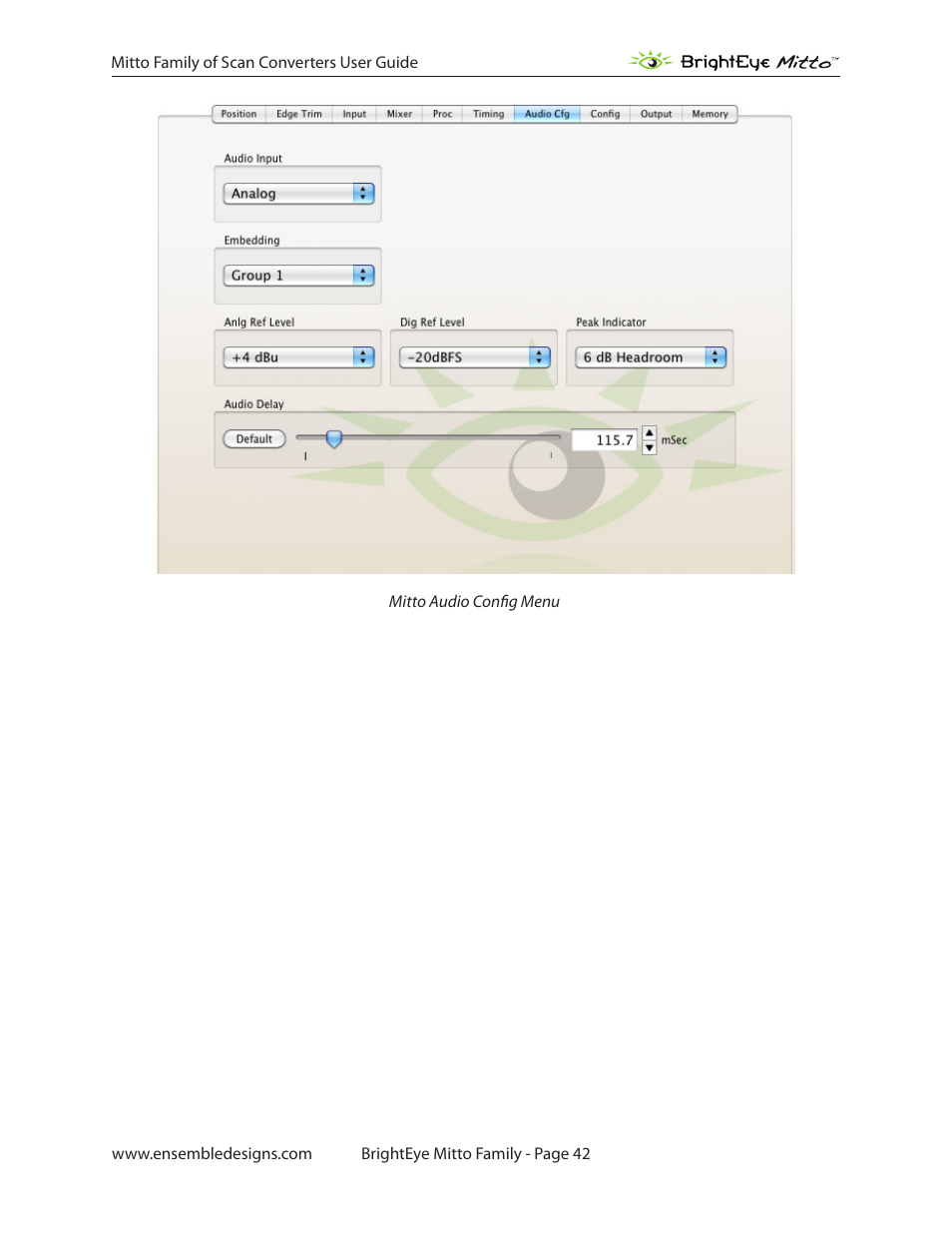 Ensemble Designs BrightEye Mitto Scan Converters User Manual | Page 42 / 73
