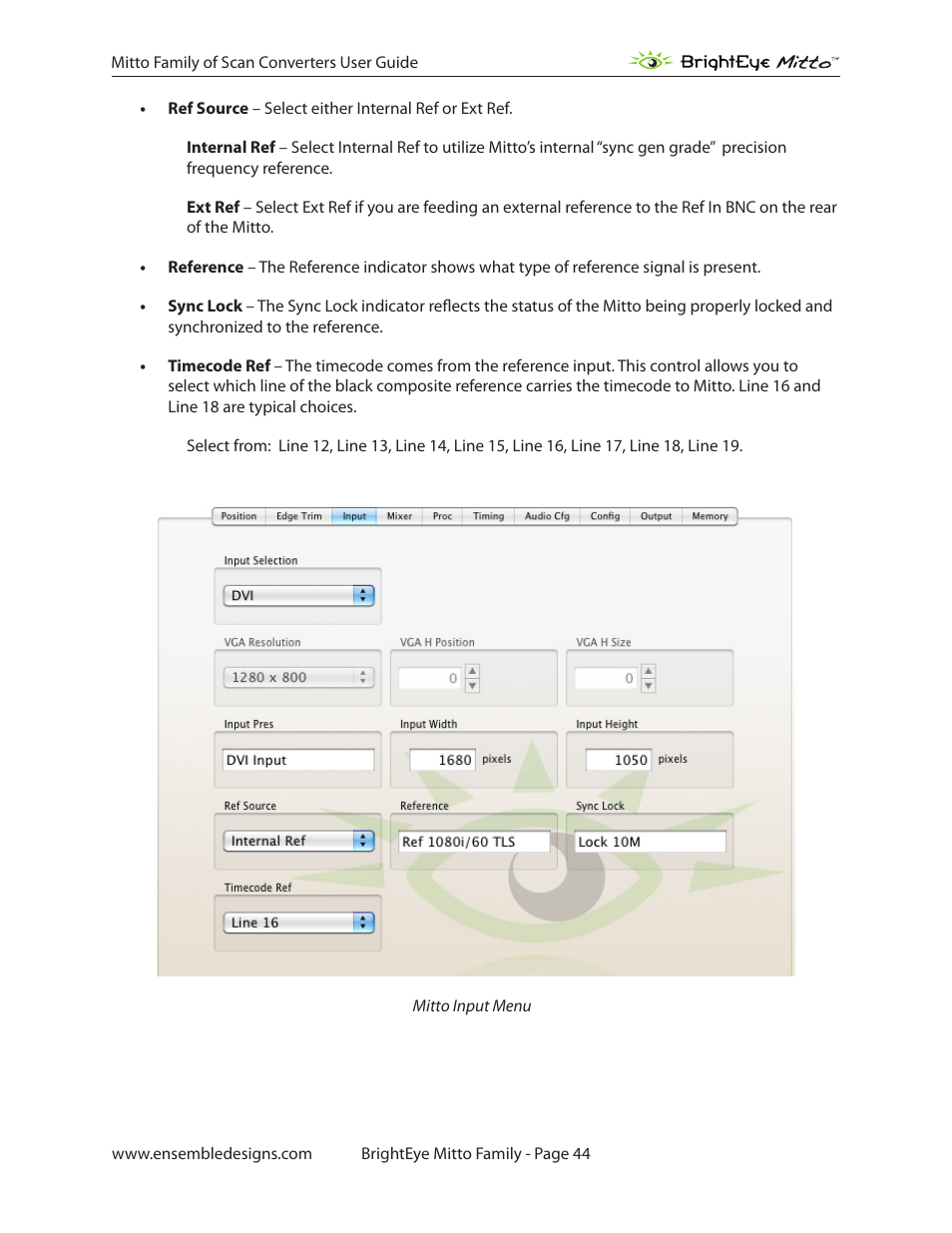 Ensemble Designs BrightEye Mitto Scan Converters User Manual | Page 44 / 73
