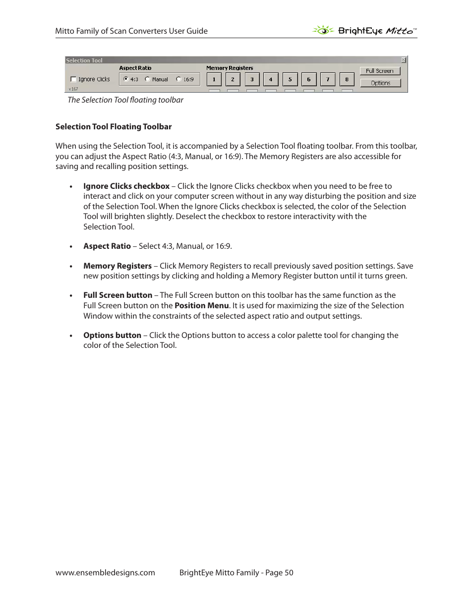 Ensemble Designs BrightEye Mitto Scan Converters User Manual | Page 50 / 73