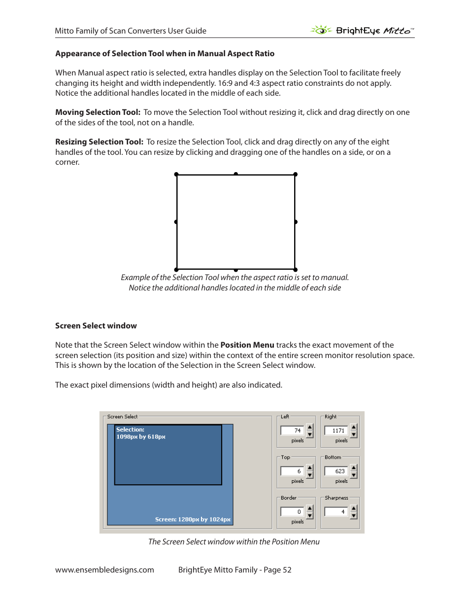 Ensemble Designs BrightEye Mitto Scan Converters User Manual | Page 52 / 73