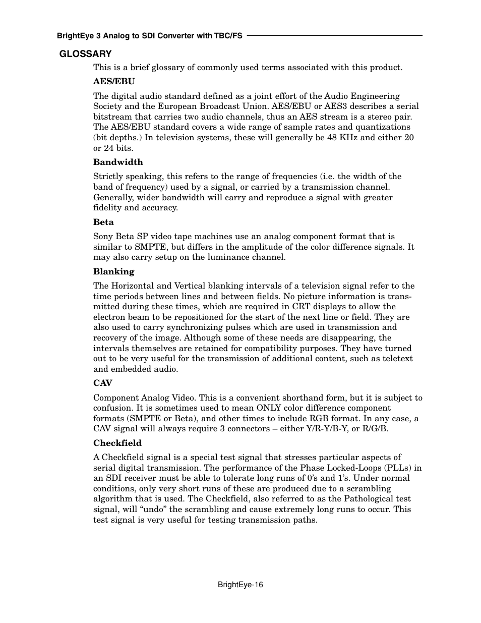 Ensemble Designs BrightEye 3 Analog to SDI Converter with TBC and Frame Sync User Manual | Page 16 / 22