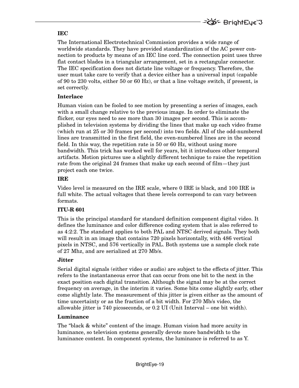 Ensemble Designs BrightEye 3 Analog to SDI Converter with TBC and Frame Sync User Manual | Page 19 / 22