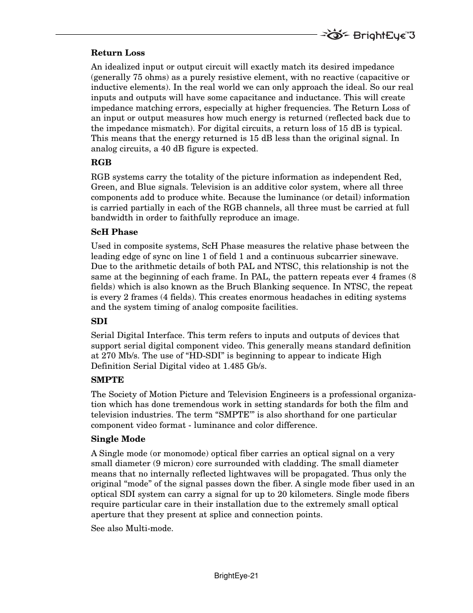 Ensemble Designs BrightEye 3 Analog to SDI Converter with TBC and Frame Sync User Manual | Page 21 / 22
