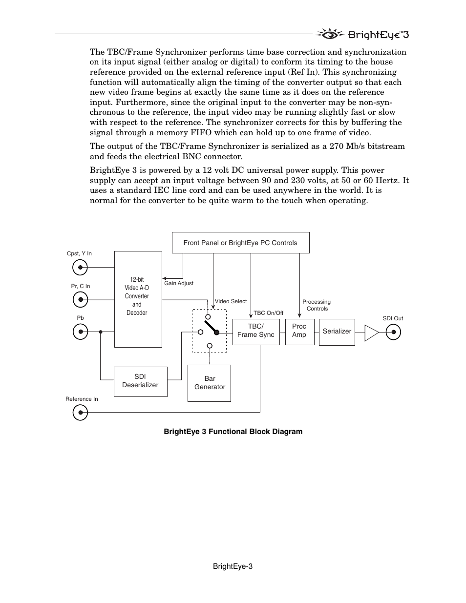 Ensemble Designs BrightEye 3 Analog to SDI Converter with TBC and Frame Sync User Manual | Page 3 / 22