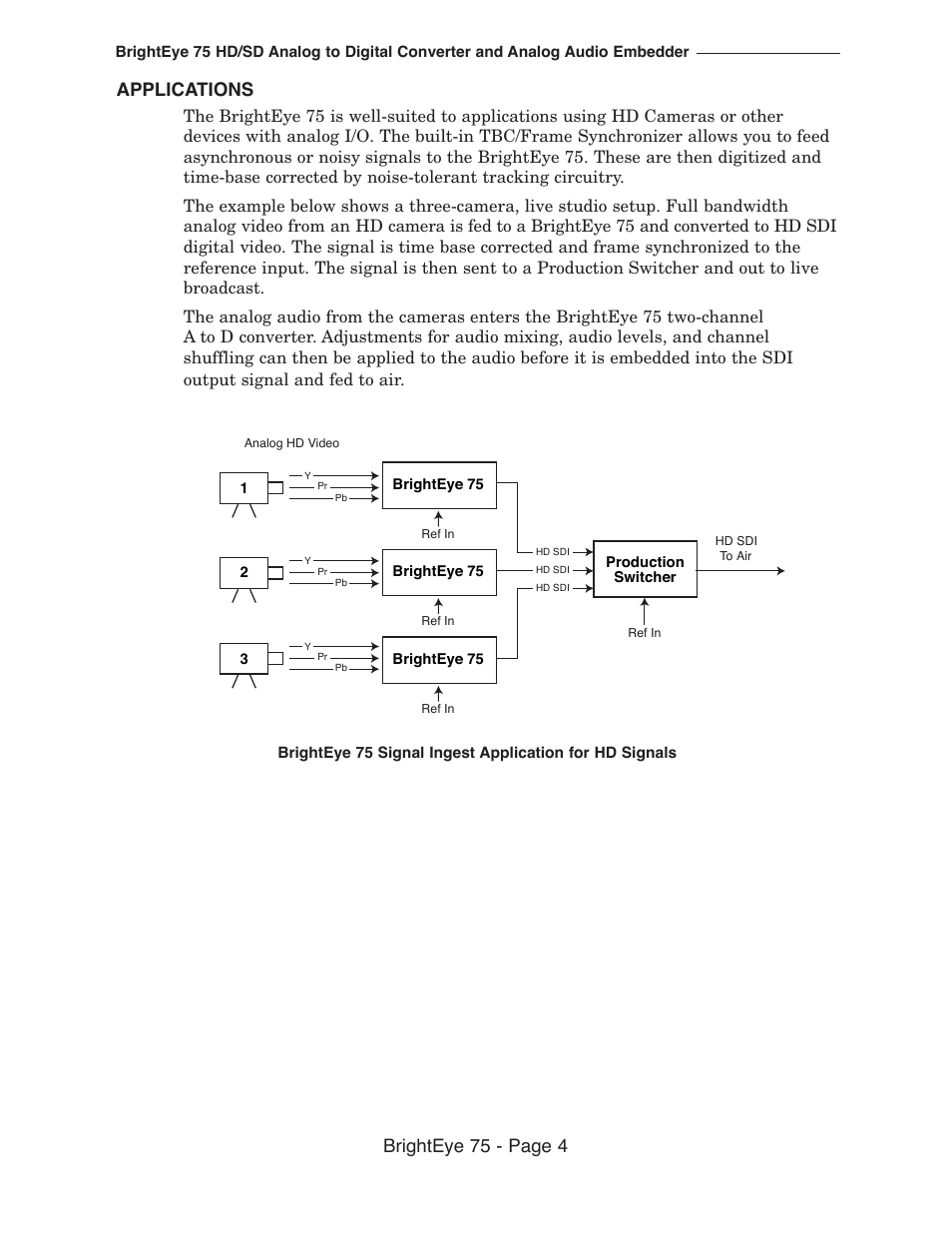 Brighteye 75 - page 4 applications | Ensemble Designs BrightEye 75 HD/SD Analog to Digital Video Converter and Analog Audio Embedder User Manual | Page 4 / 26