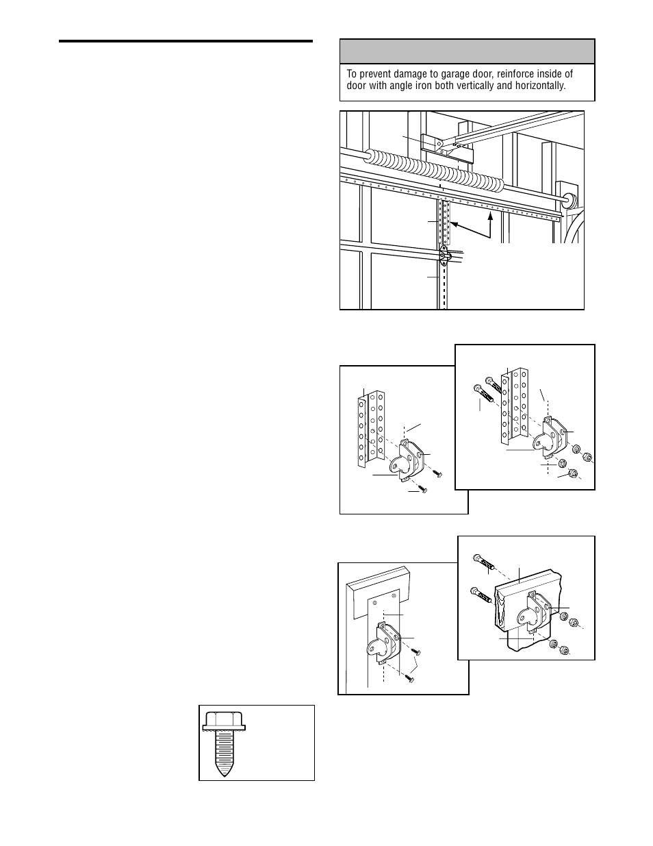 Fasten door bracket, Installation step 11 | Chamberlain CG40 User Manual | Page 24 / 40