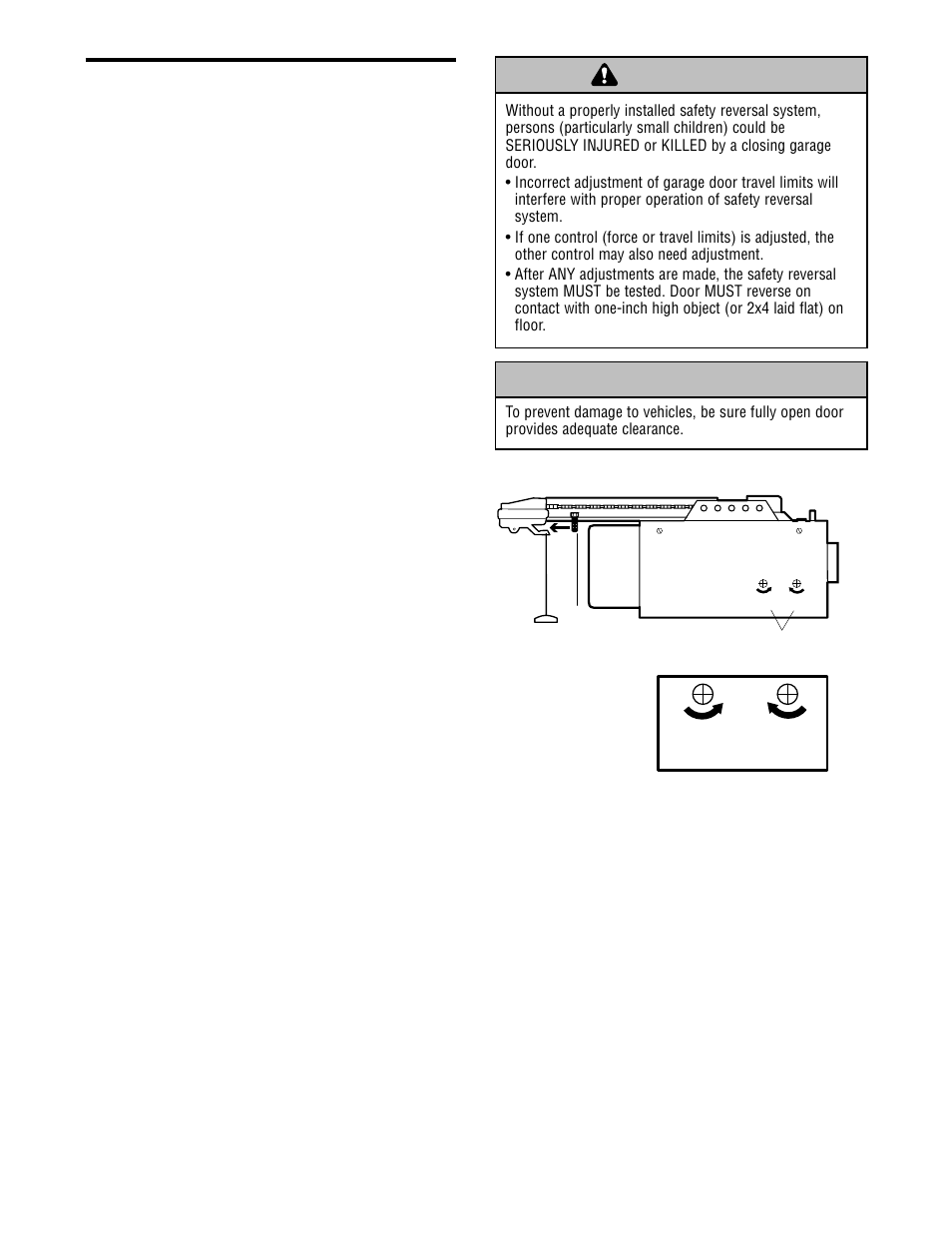 Adjustment, Adjust the up and down limits, Adjustment step 1 | Chamberlain CG40 User Manual | Page 28 / 40