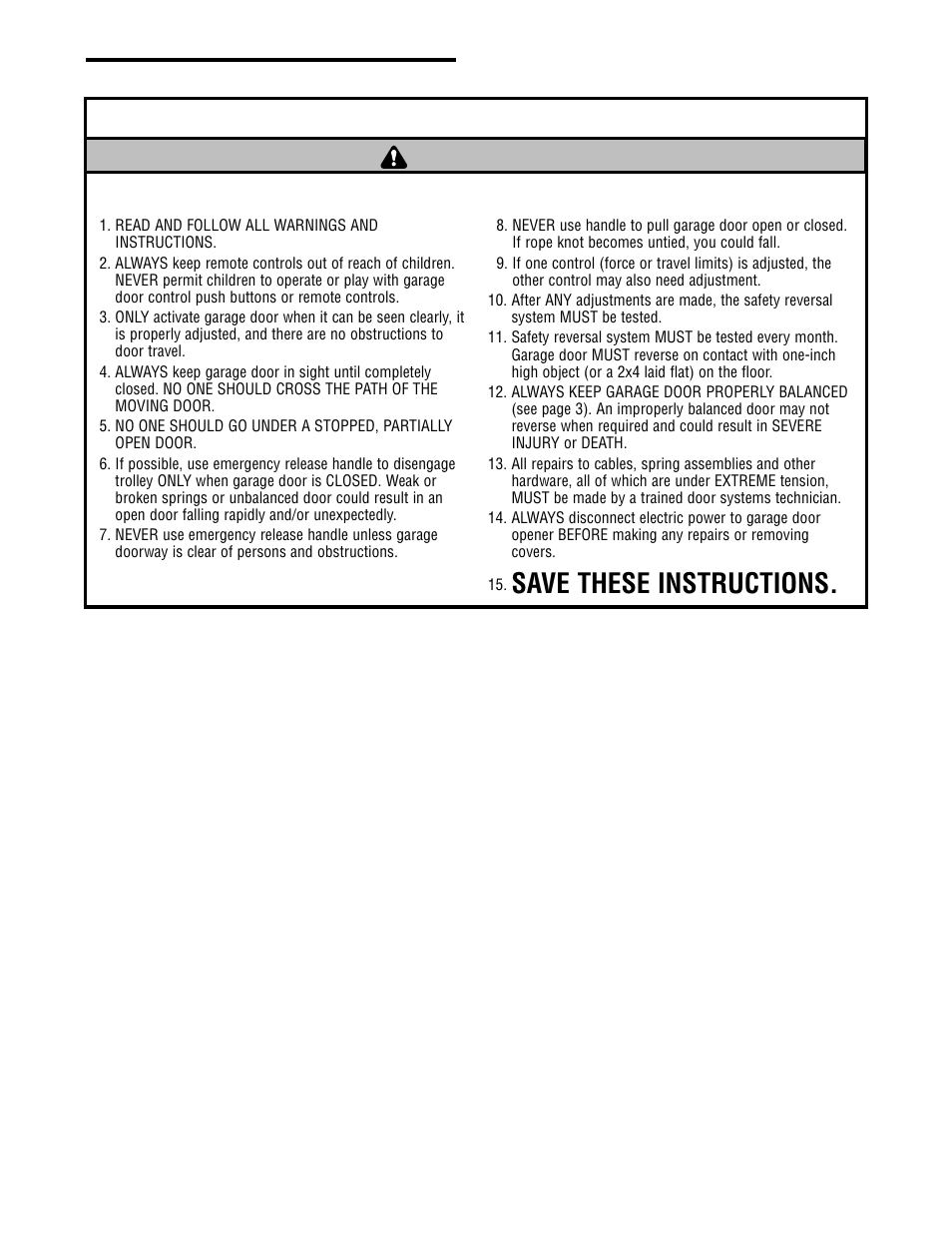 Operation of your opener, Save these instructions, Operation | Chamberlain CG40 User Manual | Page 31 / 40