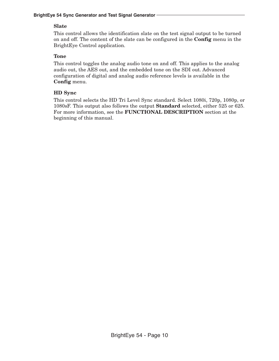 Ensemble Designs BrightEye 54 Sync Generator and Test Signal Generator User Manual | Page 10 / 24