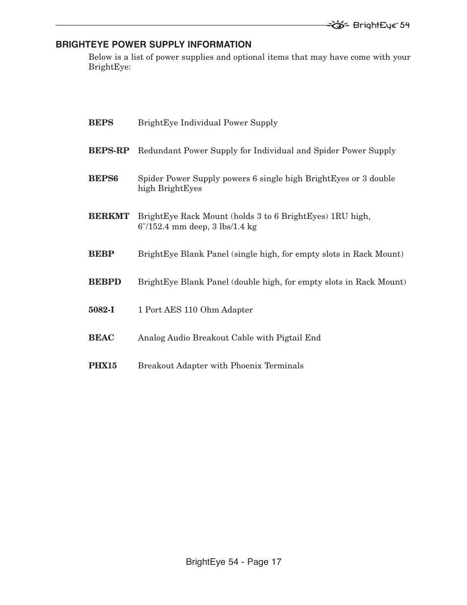 Ensemble Designs BrightEye 54 Sync Generator and Test Signal Generator User Manual | Page 17 / 24