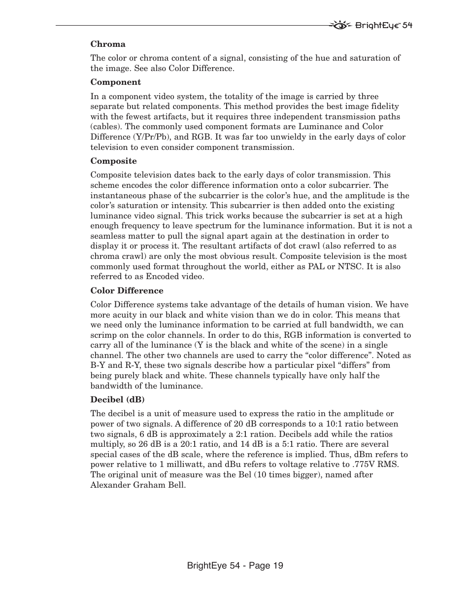 Brighteye 54 - page 19 | Ensemble Designs BrightEye 54 Sync Generator and Test Signal Generator User Manual | Page 19 / 24