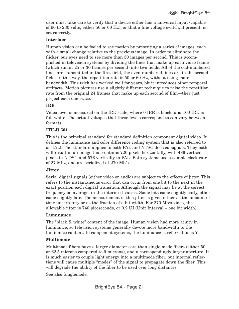 Brighteye 54 - page 21 | Ensemble Designs BrightEye 54 Sync Generator and Test Signal Generator User Manual | Page 21 / 24