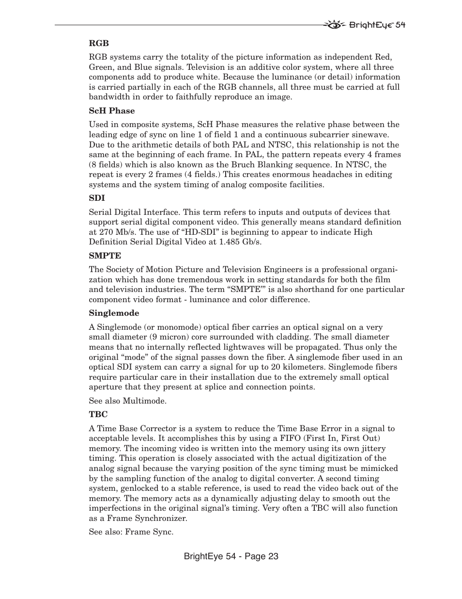 Brighteye 54 - page 23 | Ensemble Designs BrightEye 54 Sync Generator and Test Signal Generator User Manual | Page 23 / 24