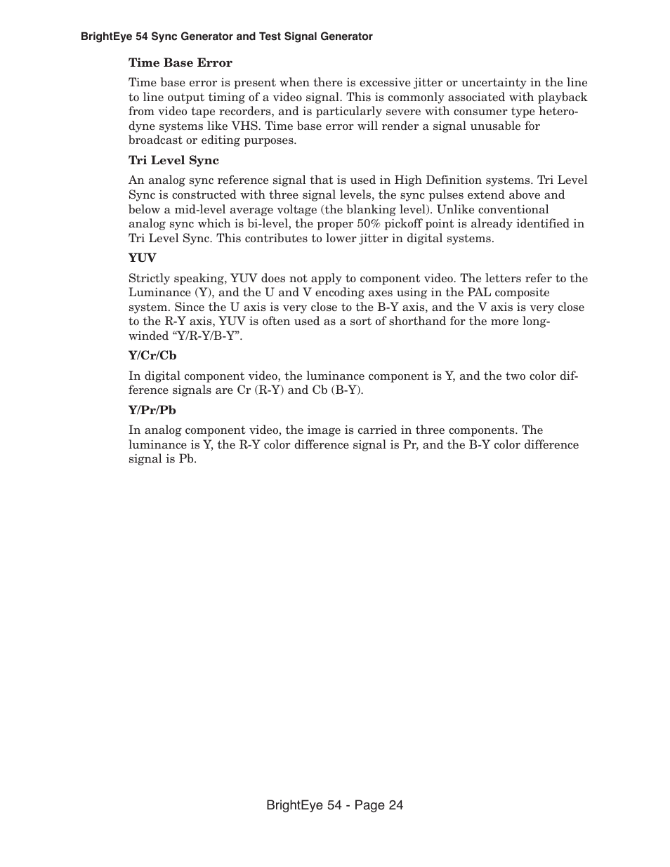 Ensemble Designs BrightEye 54 Sync Generator and Test Signal Generator User Manual | Page 24 / 24