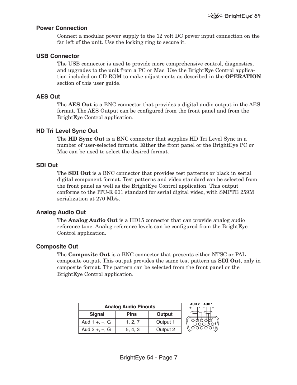 Ensemble Designs BrightEye 54 Sync Generator and Test Signal Generator User Manual | Page 7 / 24