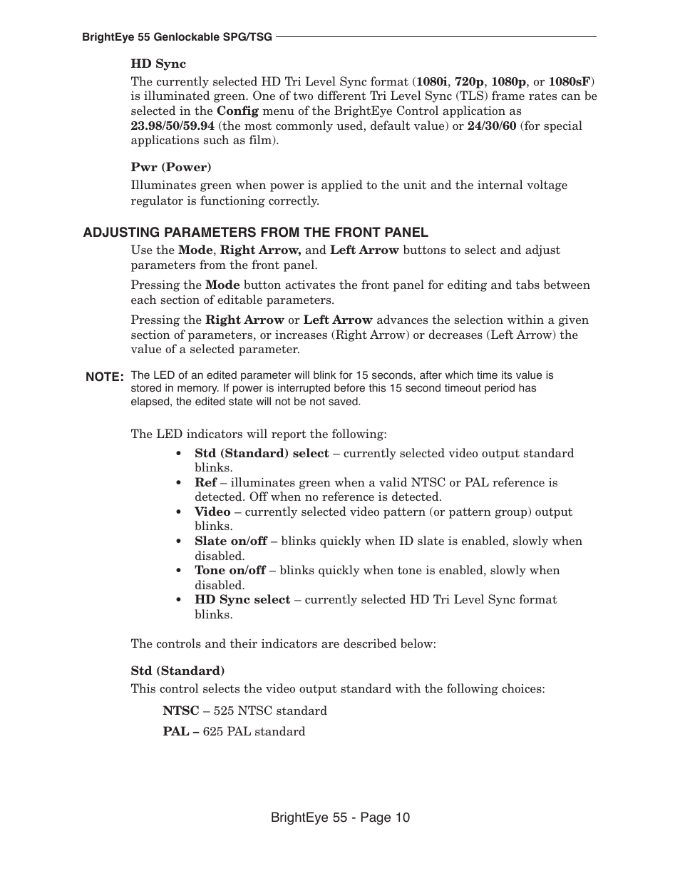 Ensemble Designs BrightEye 55 Genlockable Sync Generator and Test Signal Generator User Manual | Page 10 / 26