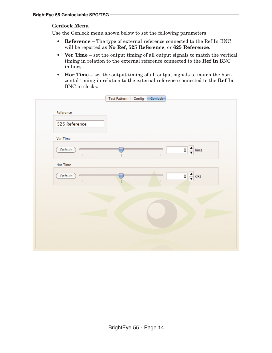 Ensemble Designs BrightEye 55 Genlockable Sync Generator and Test Signal Generator User Manual | Page 14 / 26