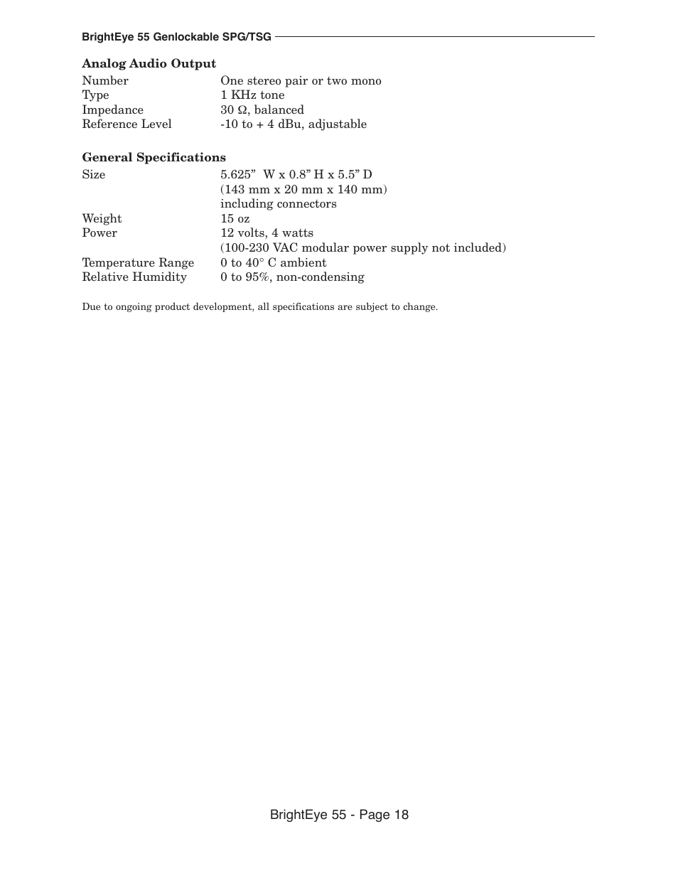 Ensemble Designs BrightEye 55 Genlockable Sync Generator and Test Signal Generator User Manual | Page 18 / 26