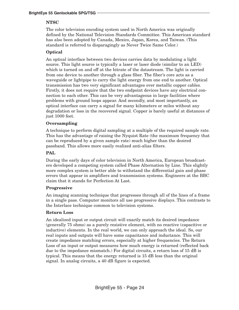 Ensemble Designs BrightEye 55 Genlockable Sync Generator and Test Signal Generator User Manual | Page 24 / 26