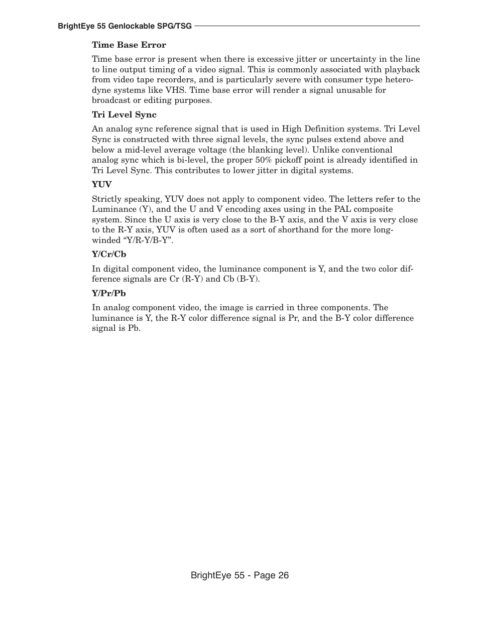 Ensemble Designs BrightEye 55 Genlockable Sync Generator and Test Signal Generator User Manual | Page 26 / 26